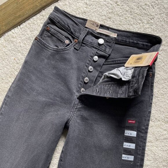 NWT Levi's Ribcage Straight Full Length High Rise Grey Wash Jeans Size 27/32 - Picture 5 of 14